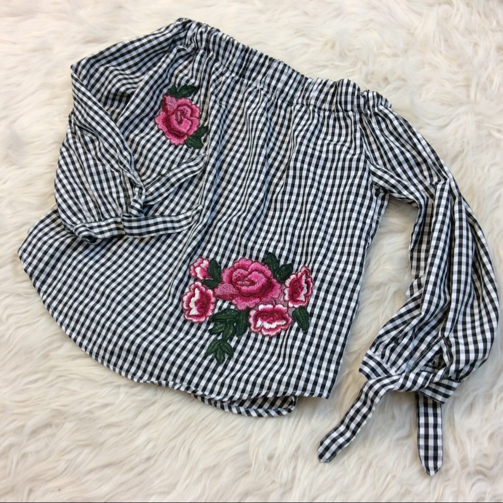 Off Shoulder Embroidered Blouse